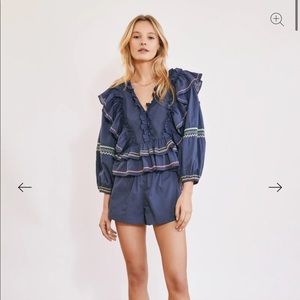 Something Navy Audrey Ruffle Top SIZE XS & Bowie Shorts SIXE M, NWT